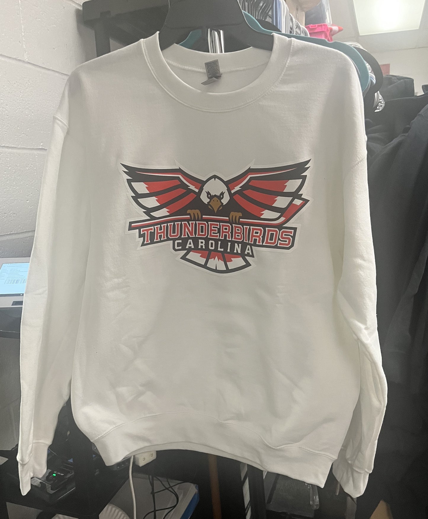 White Crew neck sweatshirt w/ Thunderbirds logo - X-Large